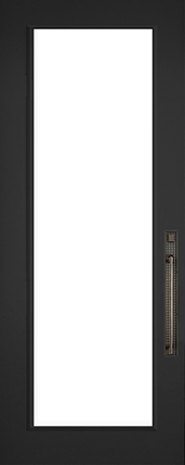 leaded glass door insert shown in an 8 foot grey door installed in Arcadia CA. 
