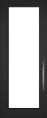 leaded glass door insert shown in an 8 foot grey door installed in Beverly Hills CA.