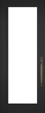 leaded glass door insert shown in an 8 foot grey door Installed in Los Angeles County CA.