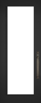 leaded glass door insert shown in an 8 foot grey door installed in Rolling Hills CA