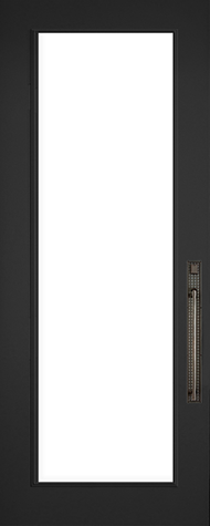 leaded glass door insert shown in an 8 foot grey door installed in Riverside County CA.